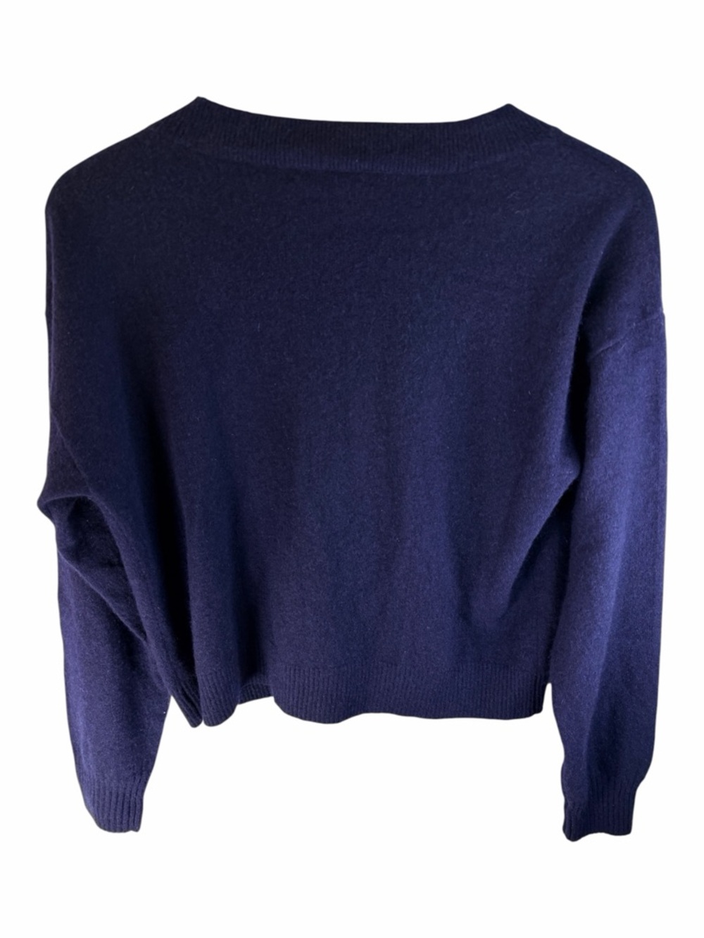 Aqua Cashmere 100% cashmere Navy V-Neck Cropped Cardigan M - Picture 2 of 5